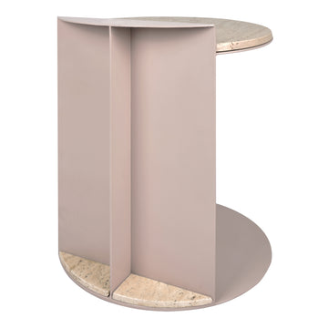 Evelyn 16" Contemporary Natural Marble/Metal Handmade C-Shaped End Table - JONATHAN Y